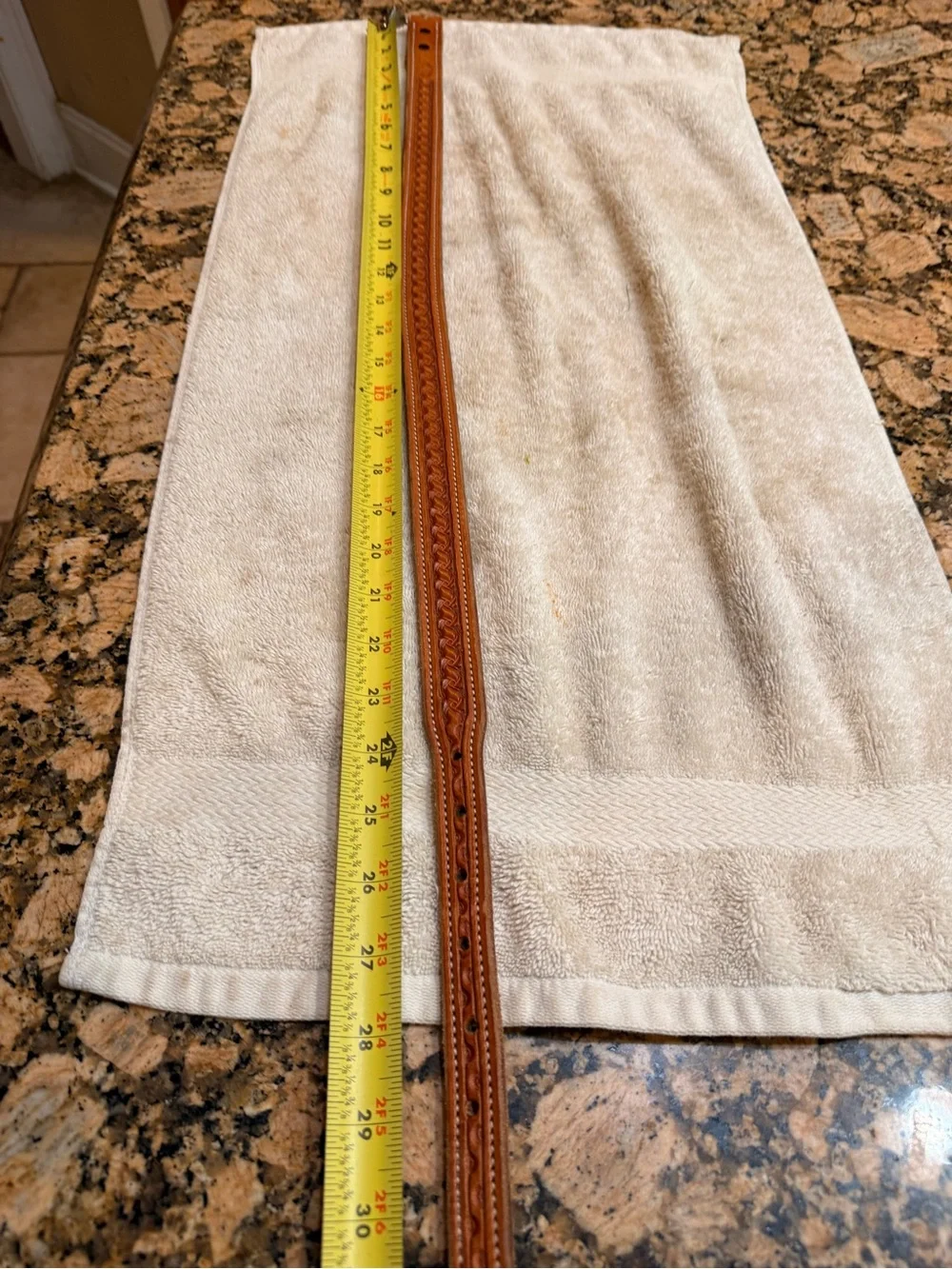 Berkeley’s Custom Leather brand Tan stamped Tooled Leather Belt - never used